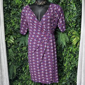 MOTHERHOOD Dress Women‎ XL Red Blue Maternity & Nursing Tie Waist Wrap 2287